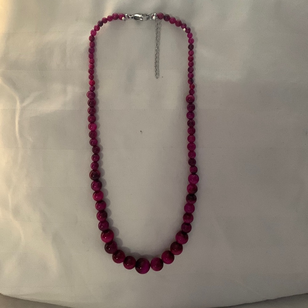Red tigers eye women necklace